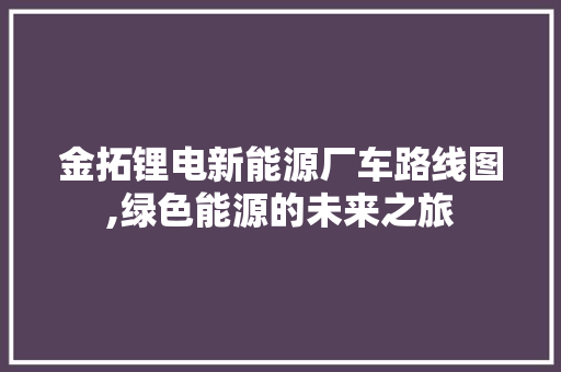 金拓锂电新能源厂车路线图,绿色能源的未来之旅
