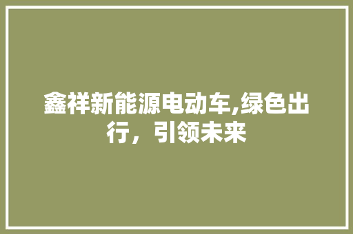 鑫祥新能源电动车,绿色出行，引领未来 新能源汽车