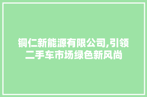 铜仁新能源有限公司,引领二手车市场绿色新风尚