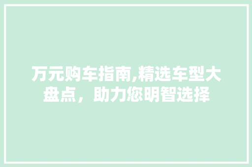 万元购车指南,精选车型大盘点，助力您明智选择