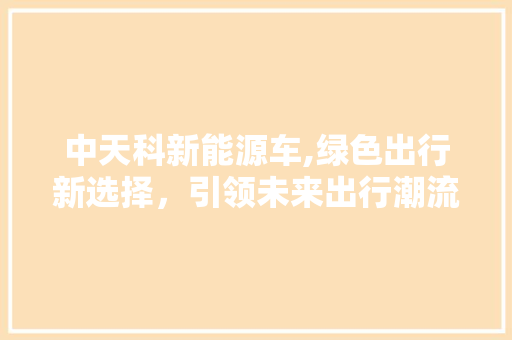 中天科新能源车,绿色出行新选择，引领未来出行潮流
