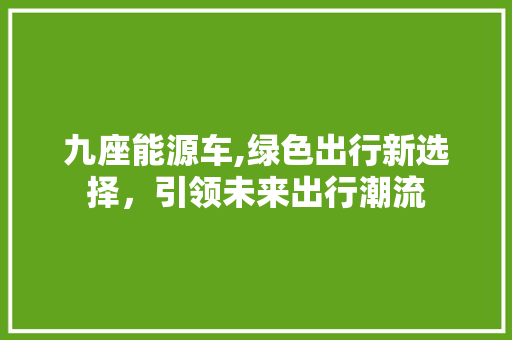 九座能源车,绿色出行新选择，引领未来出行潮流