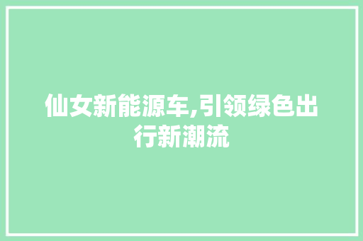 仙女新能源车,引领绿色出行新潮流