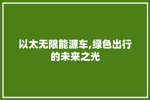 以太无限能源车,绿色出行的未来之光