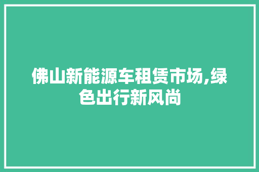 佛山新能源车租赁市场,绿色出行新风尚