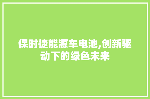 保时捷能源车电池,创新驱动下的绿色未来