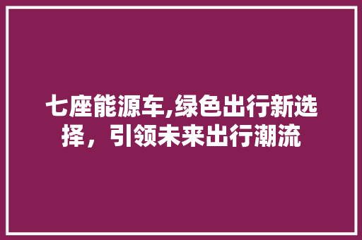 七座能源车,绿色出行新选择，引领未来出行潮流