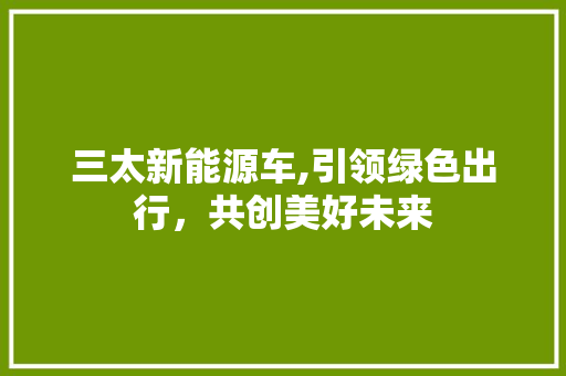 三太新能源车,引领绿色出行，共创美好未来