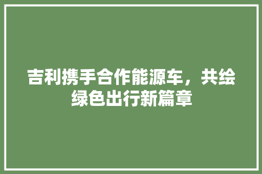 吉利携手合作能源车，共绘绿色出行新篇章