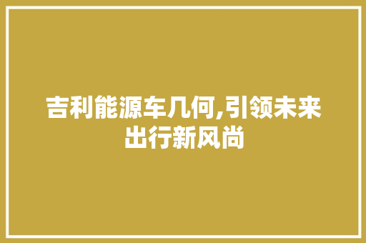 吉利能源车几何,引领未来出行新风尚