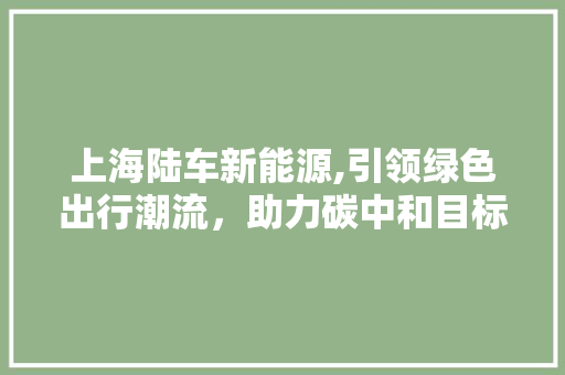 上海陆车新能源,引领绿色出行潮流，助力碳中和目标实现