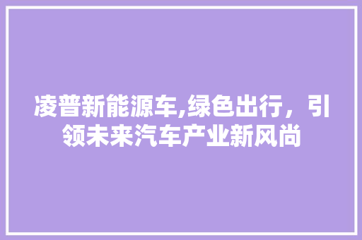 凌普新能源车,绿色出行，引领未来汽车产业新风尚