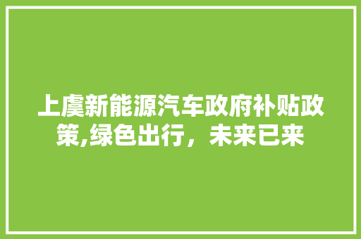 上虞新能源汽车政府补贴政策,绿色出行，未来已来