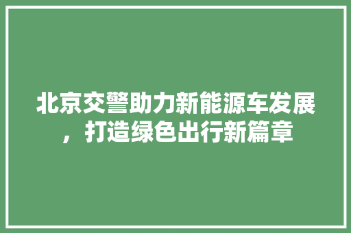 北京交警助力新能源车发展，打造绿色出行新篇章