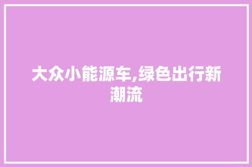 大众小能源车,绿色出行新潮流
