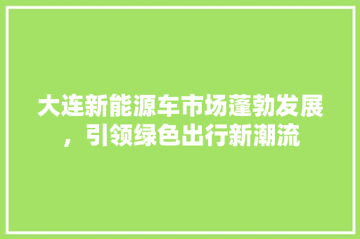 大连新能源车市场蓬勃发展，引领绿色出行新潮流