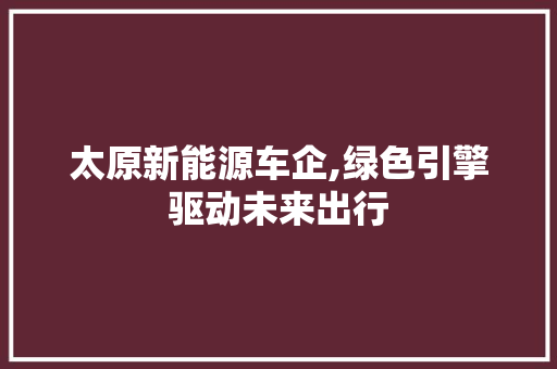 太原新能源车企,绿色引擎驱动未来出行 汽车轮胎