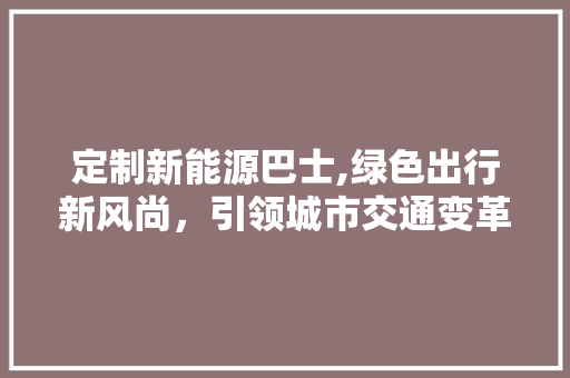 定制新能源巴士,绿色出行新风尚，引领城市交通变革