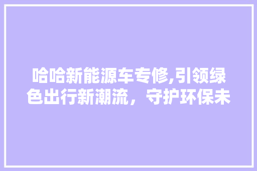 哈哈新能源车专修,引领绿色出行新潮流，守护环保未来