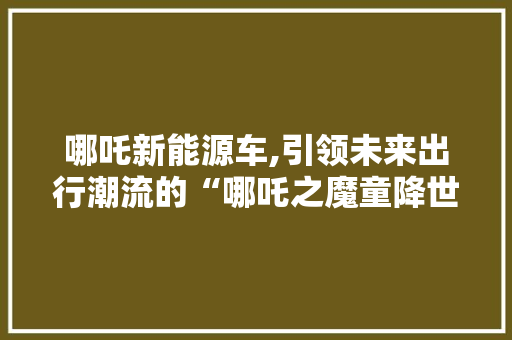 哪吒新能源车,引领未来出行潮流的“哪吒之魔童降世”