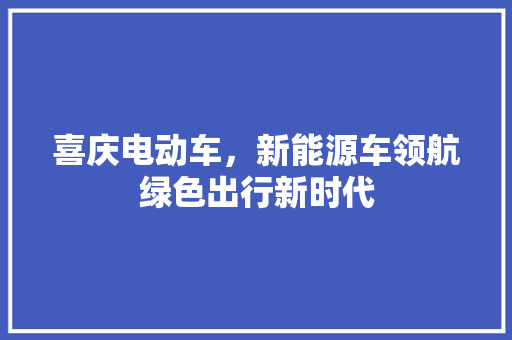 喜庆电动车，新能源车领航绿色出行新时代