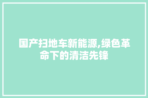 国产扫地车新能源,绿色革命下的清洁先锋