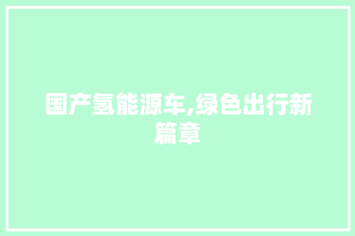 国产氢能源车,绿色出行新篇章