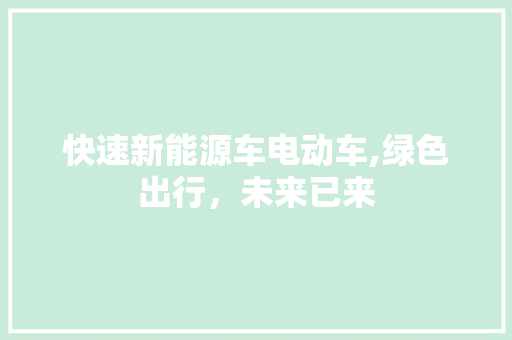 快速新能源车电动车,绿色出行，未来已来