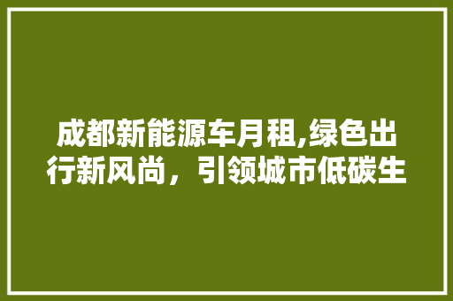 成都新能源车月租,绿色出行新风尚，引领城市低碳生活