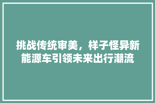 挑战传统审美，样子怪异新能源车引领未来出行潮流