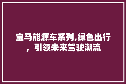 宝马能源车系列,绿色出行，引领未来驾驶潮流
