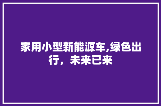 家用小型新能源车,绿色出行，未来已来