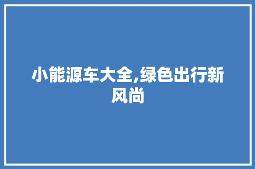 小能源车大全,绿色出行新风尚