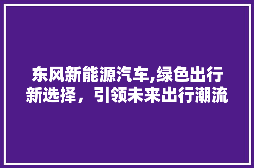 东风新能源汽车,绿色出行新选择，引领未来出行潮流