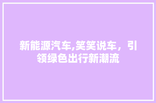 新能源汽车,笑笑说车，引领绿色出行新潮流 混合动力车
