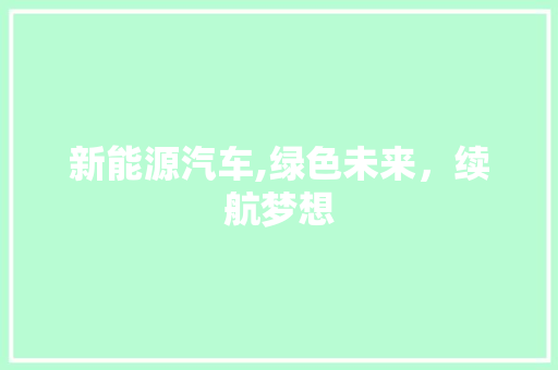 新能源汽车,绿色未来，续航梦想