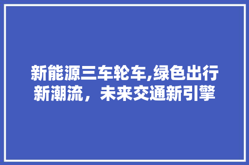 新能源三车轮车,绿色出行新潮流，未来交通新引擎