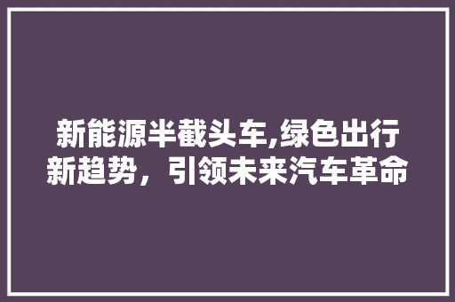 新能源半截头车,绿色出行新趋势，引领未来汽车革命