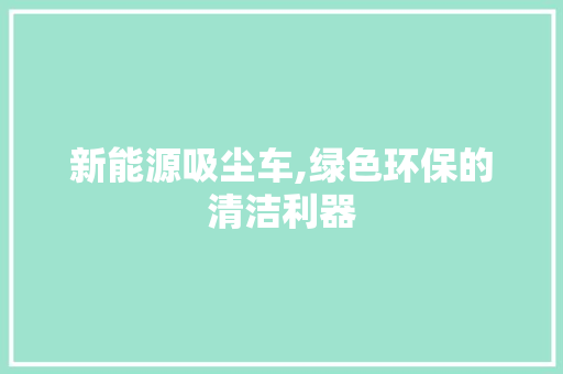 新能源吸尘车,绿色环保的清洁利器
