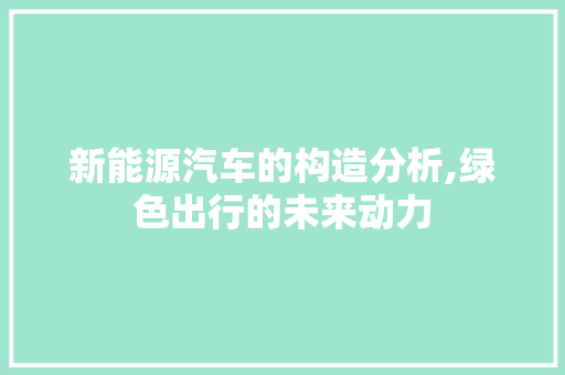 新能源汽车的构造分析,绿色出行的未来动力 车载导航