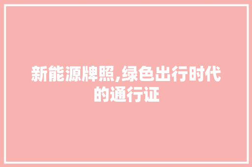 新能源牌照,绿色出行时代的通行证