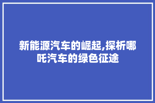 新能源汽车的崛起,探析哪吒汽车的绿色征途