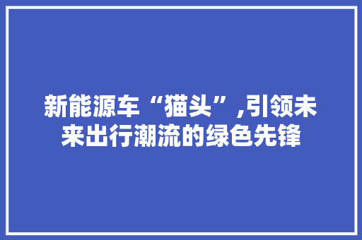 新能源车“猫头”,引领未来出行潮流的绿色先锋