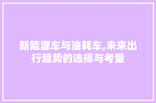 新能源车与油耗车,未来出行趋势的选择与考量