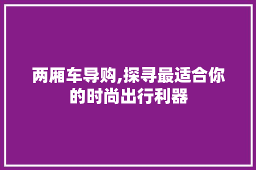 两厢车导购,探寻最适合你的时尚出行利器