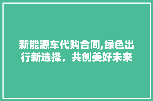 新能源车代购合同,绿色出行新选择，共创美好未来