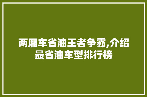两厢车省油王者争霸,介绍最省油车型排行榜 新能源汽车