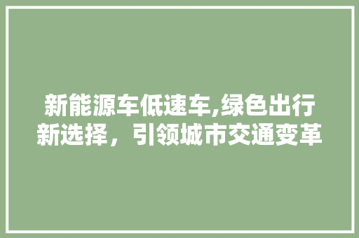 新能源车低速车,绿色出行新选择，引领城市交通变革