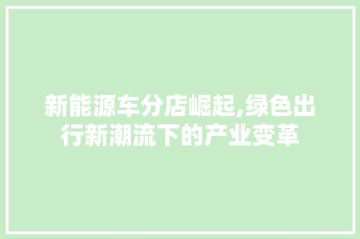 新能源车分店崛起,绿色出行新潮流下的产业变革