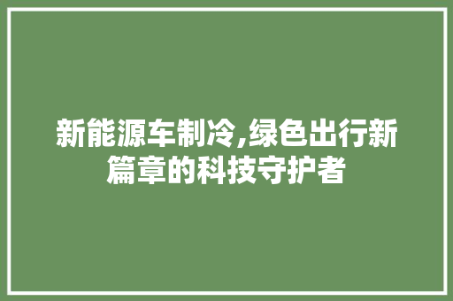 新能源车制冷,绿色出行新篇章的科技守护者